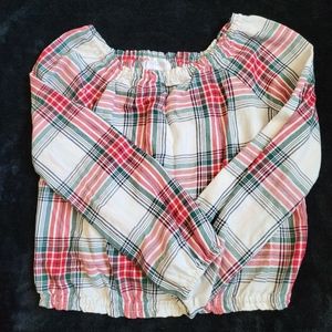 Girls Christmas Plaid Top